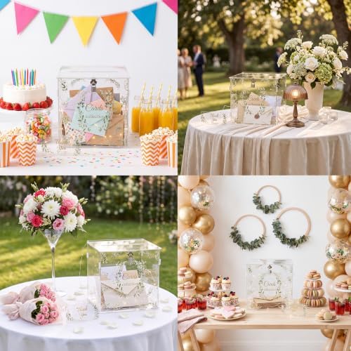 Junkin Acrylic Wedding Card Box with Lock, Clear Large Money Envelope Box - Image 7