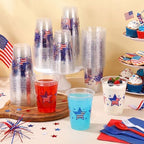 100 Pcs Patriotic Plastic Cups 12 oz, Red Blue & White Tableware - Image 6