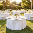 4 Pack White Round Spandex Tablecloths, 5FT/60In Fitted Stretchy Table Cloth with Skirt, Washable Tablecloth, Circle Wrinkle Free Table Cover for Wedding Party Dining Banquet Events - Image 3