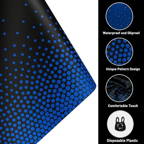 2in1 Disposable Plastic Tablecloths 54" x 108" Black and Blue Dot Kitchen Table Cloth Rectangle Table Cover for Wedding Birthday Baby Shower Anniversary Christmas Graduation (Black/Blue, 16 Pack) - Image 3