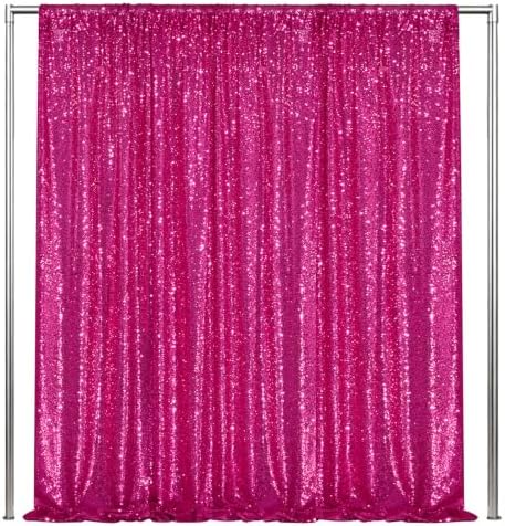 Hot Pink Sequin Backdrop Curtain Panels Stage 2 Pcs 5FTx10FT Wedding Party Background Drapes by SoarDream