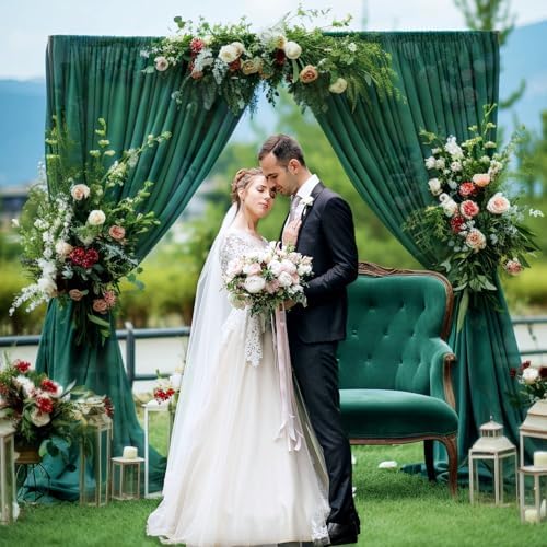 10 x 7 Feet Dark Green Backdrop Curtain for Partie, Background Curtains for Photoshoot, Birthday, Wedding, Halloween, Thanksgiving, Christmas Day, New Year Party Decorations 5Ft x 7Ft, 2 Panels - Image 6