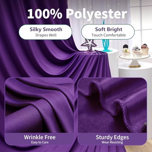 10ft×12ft Wrinkle Free Purple Backdrop Curtain for Wedding Parties, - Image 4
