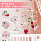 Strawberry Baby Crib Mobile for Girls Pink Bow Nursery Decor - Image 3
