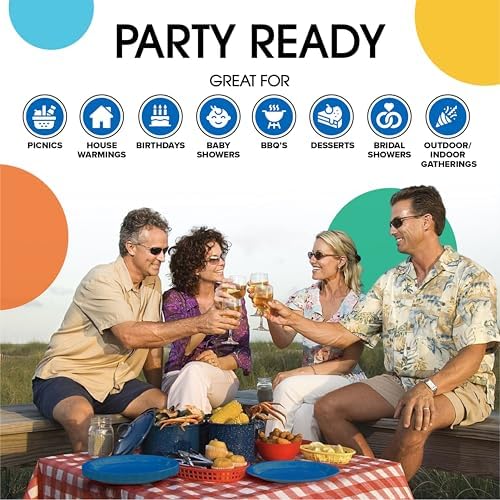 Party Solids Exquisite Dark Blue Paper Plates Disposable Heavy Duty 200 Pcs - 100-7" & 100-9" Dark Blue Disposable Plates For Party Heavy Duty 350 GSM For Birthday Supplies - Image 6