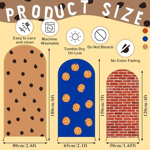 Moukeren 3 Pcs Cookie Arch Cover 4ft 5ft 6ft Spandex Backdrop Stand Decor - Image 4
