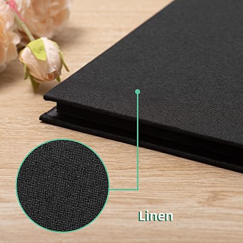 Large Photo Album Self Adhesive for 4x6 8x10 Magnetic Scrapbook Album DIY 60 Black Sticky Pages Linen Cover Photo Album(Black) - Image 4