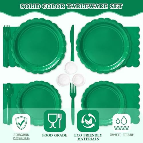 Vyntra 350 Pcs Green Paper Plates and Napkins Party Supplies - Image 4