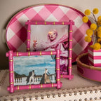 Jaye's Studio Gracie Chloe Decorative Pink Frame 8 x 10 Gold Frame Bamboo Picture Frame Easel Stand With Glass Display, Handcrafted Metal Rectangle Picture Frames Standing, Luxury Designer Home Decor - Image 3