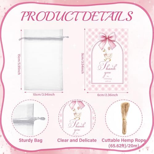 Vesici 50 Sets Silly Goose Party Favors for Guests Include Baby Shower Shot Glass and Card Organza Bag for Birthday Baby Shower Goose Party Supplies (Pink) - Image 4