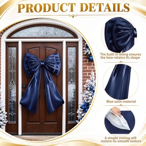 Sosation Christmas Blue Large Bow Decor Big Bow for Backdrop 24x43 in - Image 3