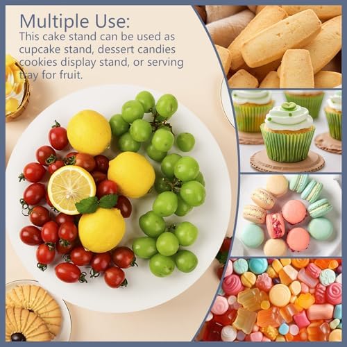 12 Inch Round White Ceramic Cake Stand, Decorative Cupcake Stand, Dessert Display Plates for Snacks and Cookies, Baby Shower, Birthday, Wedding Party Decor - Image 5