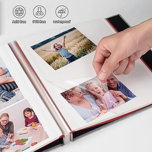 HoneyTolly Large Photo Album Self Adhesive, DIY Scrapbook Album for 3x5 4x6 8x10 Pictures, 60 Pages Linen Cover Memory Book, Ideal Gift for Family Wedding Baby Christmas Anniversary(Grey) - Image 5
