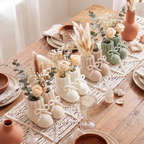 Tranqun 4 Sets Baby Booties Centerpiece No Floral DIY,Bow,Sage Green by Tranqun