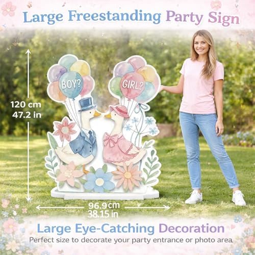 Silly Goose Gender Reveal Decorations Standee, 47.2" Large Boy or Girl Reveal Sign for Gender Reveal Decor Supplies, Waterproof Cardboard Cutouts Stand Up for Photo Prop Backdrop, Easy Assembly - Image 6
