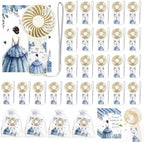 25pcs Blue Quinceanera Mini Handheld Fans for Sweet 15 Birthday Party Favor by Winocbxt
