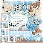 Costova Cow Baby Shower Decorations for Boys, Blue Cow Baby Shower Decorations, Holy Cow We Are Having a Baby Backdrop Balloon Box Tablecloth Sash Pin for Cow Print Baby Shower Gender Reveal by Unknown