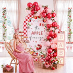 Tegeme 7.2ft The Apple of Our Eye Arch Backdrop Cover Fall Themed Baby Shower Decoration Large Red Apple Backdrop Party Favor for Gender Reveal Party Supply Photo Background Autumn Decoration - Image 5