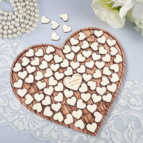 Personalized Wedding Puzzle Guest Book Alternative Custom Wood Heart Jigsaw Guest Book Sign Rustic Guest Book Wedding Decor for Party Engagement Reception Anniversary (A-100) - Image 3