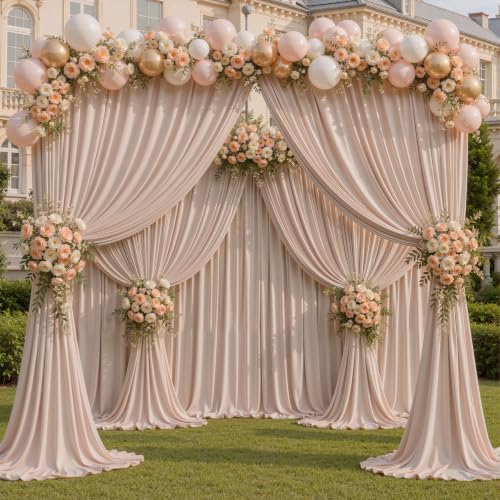 50x10ft Blush Nude Backdrop Curtain Panels for Parties - Wrinkle Free Polyester Photo Curtain Backdrop Wedding Back Drop Fabric Drapes for Party Decorations Background for Photography by WishCare