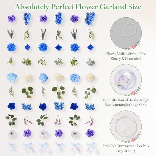 Livole 6Pcs 36Ft Wildflower Garland with Bow Hanging Flower Wall Backdrop - Image 5