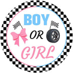 Leyiyi 7.5x7.5ft Boy or Girl Round Backdrop Cover Burnouts or Bows Pink or Blue Circle Photography Background He or She Baby Shower Party Decoration Banner Gender Reveal Baby Shower Party Supplies - Image 4