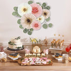 Lincia 80 Pcs Giant Tissue Paper Flowers with Artificial Eucalyptus Leaves, Large Paper Flower Decoration for Wall Tea Party Supplies Baby Shower Birthday Nursery Room Wedding(Elegant Color,19''/12'') - Image 4