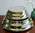 NauticalMart Aluminum & Brass Cake Stand Set, Elegant Round Dessert Display Pedestal, Polished Metallic Wedding Cake Stands for Party Table Centerpiece Decor (20 Inches) by NauticalMart