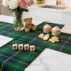 12 Pcs 72 X 13 Tartan Plaid Table Runner, Green Blue Tartan Baby Shower - Image 6