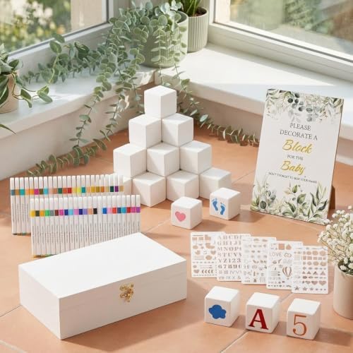 Baby Shower Game 119 Pcs Craft Decorating Set with Cubes Markers - Image 3