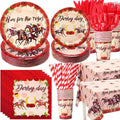 Ceenna 452 Pcs Derby Day Party Supplies for 50 Guests, Run for the Roses Derby Paper Plates Napkins Cups Tablecloth Cutlery Straw Disposable Tableware for Horse Racing Day Party Decorations by Ceenna