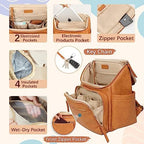 Omanmoli Diaper Bag Backpack Large Baby Diaper Bag Leather with 17 Diaper Bag Organizing Pouches,Changing Pad,Stroller Straps,4 Insulated Pockets,Honey - Image 4