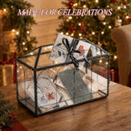 Glass Card Box with Slot, 12.6" x 5.9" x 9" Large Black Clear Card Boxes for Wedding Receptions, Christmas Decor, Baby Shower, Birthday Party, Bridal Shower - Slot Length 7.1 Inches - Image 2