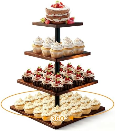 4 Tier Cupcake Stand for 50 Cupcakes,360°Wooden Cake Dessert Tower Holder by Unknown