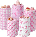 HunnmingRe 5 Pcs Pink Bow Cylinder Pedestal Stand Covers Flexible Cylinder Stand Covers for Girly Party Backdrop Baby Shower Birthday Wedding Dessert Tables Decor Party Display Decor by HunnmingRe