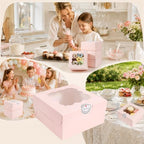 80 Pack Pink 6x6x3 Treat Boxes with Window, for Bakery and Dessert Gifts - Image 6