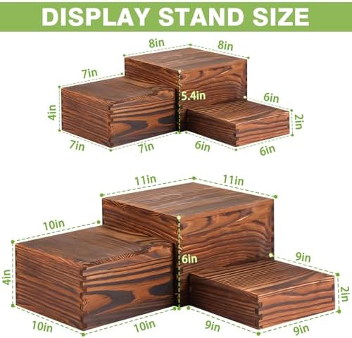 6 Pack Wood Cake Cupcake Stand Buffet Risers, Wooden Display Stand Wood Display Riser, Square Food Display Risers for Party Wedding Birthday Home (6" 7" 8" 9" 10" 11") - Image 2