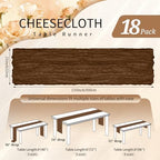 18 Pack Cheesecloth Table Runner 10FT Brown Table Runner Boho Gauze Cheese Cloth Table Runners Long Rustic Sheer Table Decorations for Wedding Party Baby Bridal Shower Birthday Holiday Home - Image 2