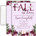 Amanda Creation Fall in Love Bridal Shower Invitations, 20 Personalized 5x7 Purple Bridal Shower Invitations with Envelopes, Purple Peony Autumn Design by AmandaCreation