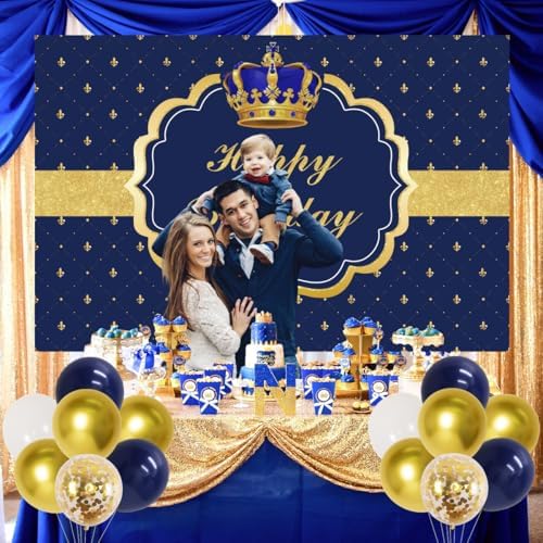 Royal Prince Birthday Decorations for Boy Royal Blue Balloon Garland Kit with Prince Birthday Photography Backdrop Crown Balloon for Prince Birthday Baby Shower Decorations - Image 5