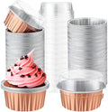 200 Pack Aluminum Cupcake Liners with Lids,Rose Gold,Plain by Gandeer