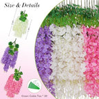 Waipfaru 24 Pack Wisteria Hanging Flowers, 3.6 Feet Wisteria Artificial Flowers, Wisteria Garland, Hanging Flowers for Wedding Decoration, Vines for Bedroom Home Wall Decor (White & Pink & Purple) - Image 4