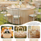 8 Pack Champagne Table Cloth for 5FT Round Tables, Fitted Spandex 120 inch Round Tablecloth, Wrinkle Free Table Skirt for Receptions Birthday Photography Social Events Engagement Party Decorations - Image 4
