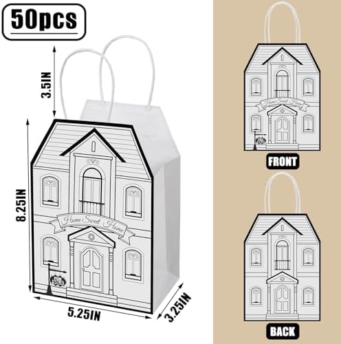 Colarr 50 Pcs House Shaped Gift Bag Real Estate Agent Supplies, White - Image 4