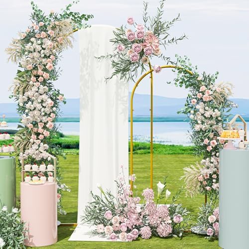 Snughome Arch Backdrop Stand, Set of 2 Metal Balloon Arch Stand (7.2FT+6FT), Gold Wedding Arch Frame for Party, Baby Shower, Holiday, Ideal for Balloon Flower - Image 6