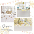 SoarDream White Sequin Tablecloth 90"x132" Wedding Glitter Table Cloth - Image 5