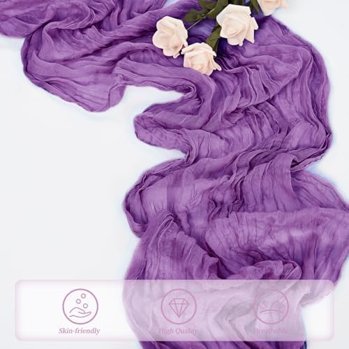 20 Pack Purple Cheesecloth Table Runner 10FT Boho Fabric Rustic Cheese Cloth Table Runner for Wedding Bridal Shower Baby Shower Gauze Sheer Birthday Party Table Decorations 20 x 120 Inch Long - Image 5