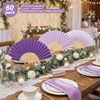 Paper Folding Hand Fans for Party, Gradient Purple, 60 Pcs - Image 3