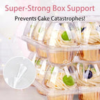 12 Count x 20 Sets Cupcake Carrier With 240 Pack Liners, Stackable Plastic Cupcake Containers Boxes Holder with Tall Dome Lid, Disposable Cupcake Storage Trays - Image 5