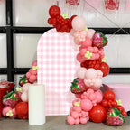Pink Strawberry Stretchy Arch Cover Backdrop Photo Booth Background Birthday Baby Shower Baptism Party Decoration Curved Top Frame Spandex (GX-2668,5x3ft) - Image 4